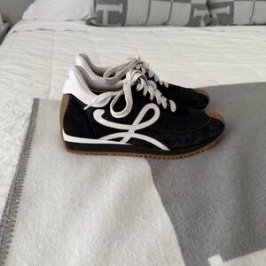 Black & White Suede Athletic Sneakers